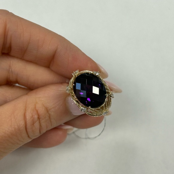 Suzy Levian Yellow Sterling Silver Purple & White CZ Rings NWT - Picture 3 of 6